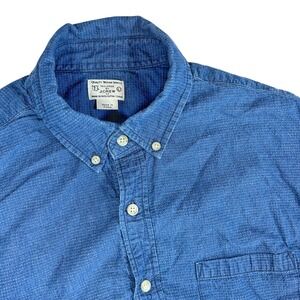 VTG J.Crew Men's L Blue w/‎ White Micro Polka-Dots Long-Sleeve Button-Down Shirt